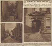870387 Collage van 3 foto's betreffende oude buurten in Utrecht. Linksboven een gezicht in de Wijde Watersteeg bij de ...